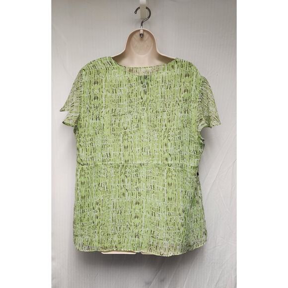 Lane Bryant Women’s Short Sleeve V-Neck Peplum Blouse Top Green Brown Size 18-20 - Picture 4 of 6